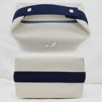 Hermes Brid-a-brac GM Gabriel Gripere Bleu Nattier Toile Ash Silver Pouch — view 4