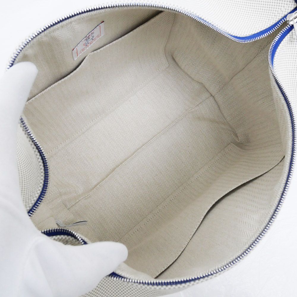 Hermes Brid-a-brac GM Gabriel Gripere Bleu Nattier Toile Ash Silver Pouch — view 6