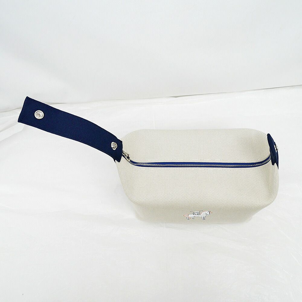 Hermes Brid-a-brac GM Gabriel Gripere Bleu Nattier Toile Ash Silver Pouch — view 5