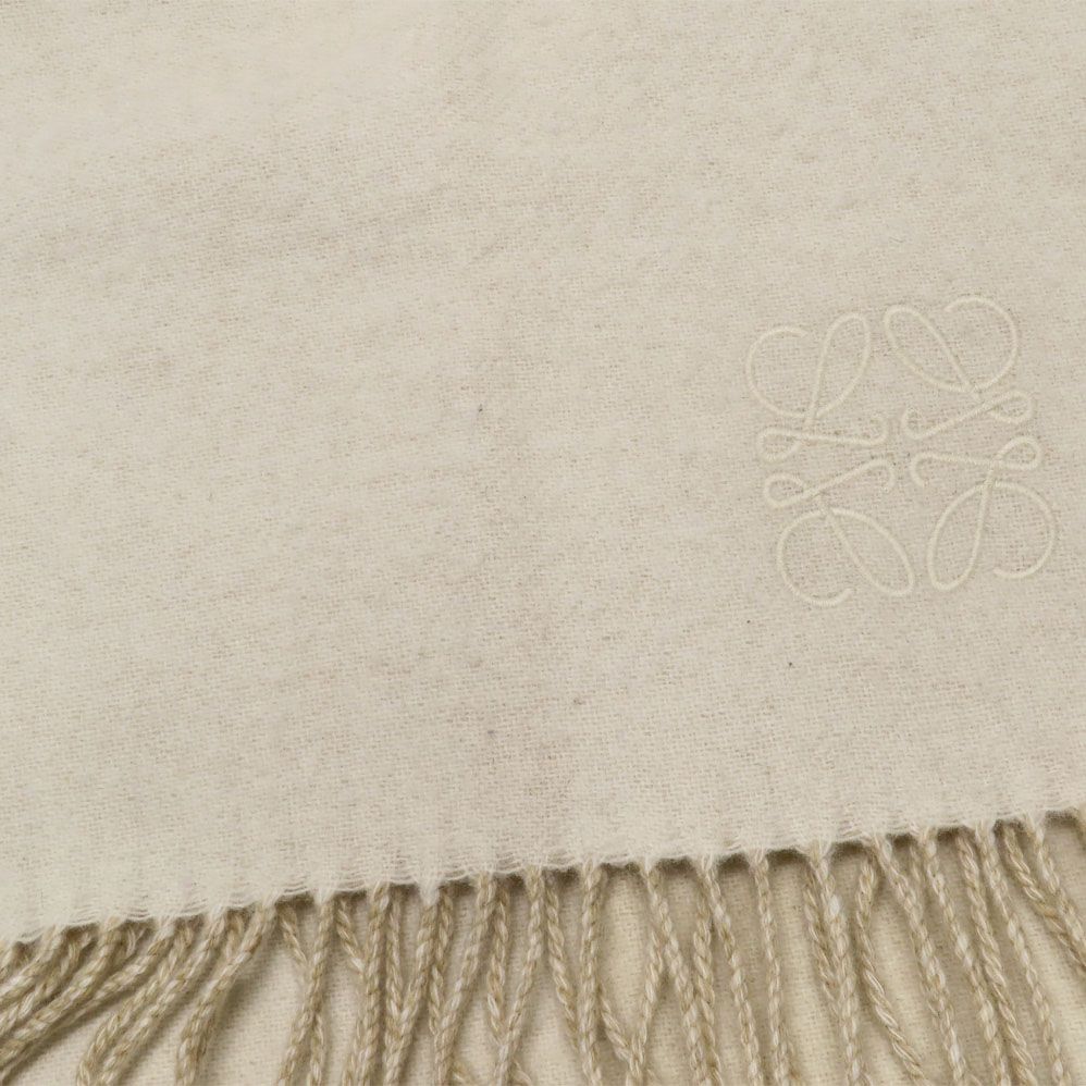 Loewe Scarf Anagram Ivory Beige Wool Cashmere Bicolor — view 6