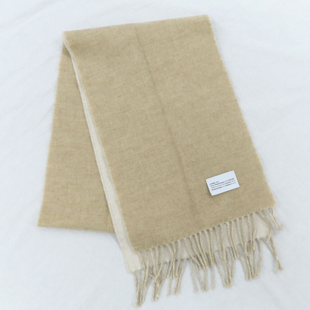 Loewe Scarf Anagram Ivory Beige Wool Cashmere Bicolor — view 4