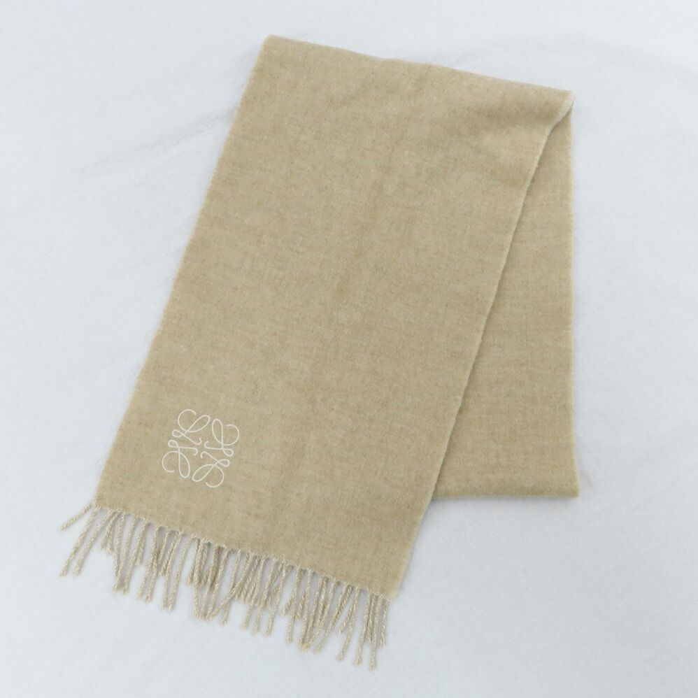 Loewe Scarf Anagram Ivory Beige Wool Cashmere Bicolor — view 3