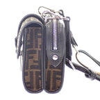 Fendi Baguette Double Shoulder Bag Leather FF Jacquard Brown Black — view 5