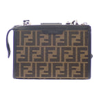 Fendi Baguette Double Shoulder Bag Leather FF Jacquard Brown Black — view 4