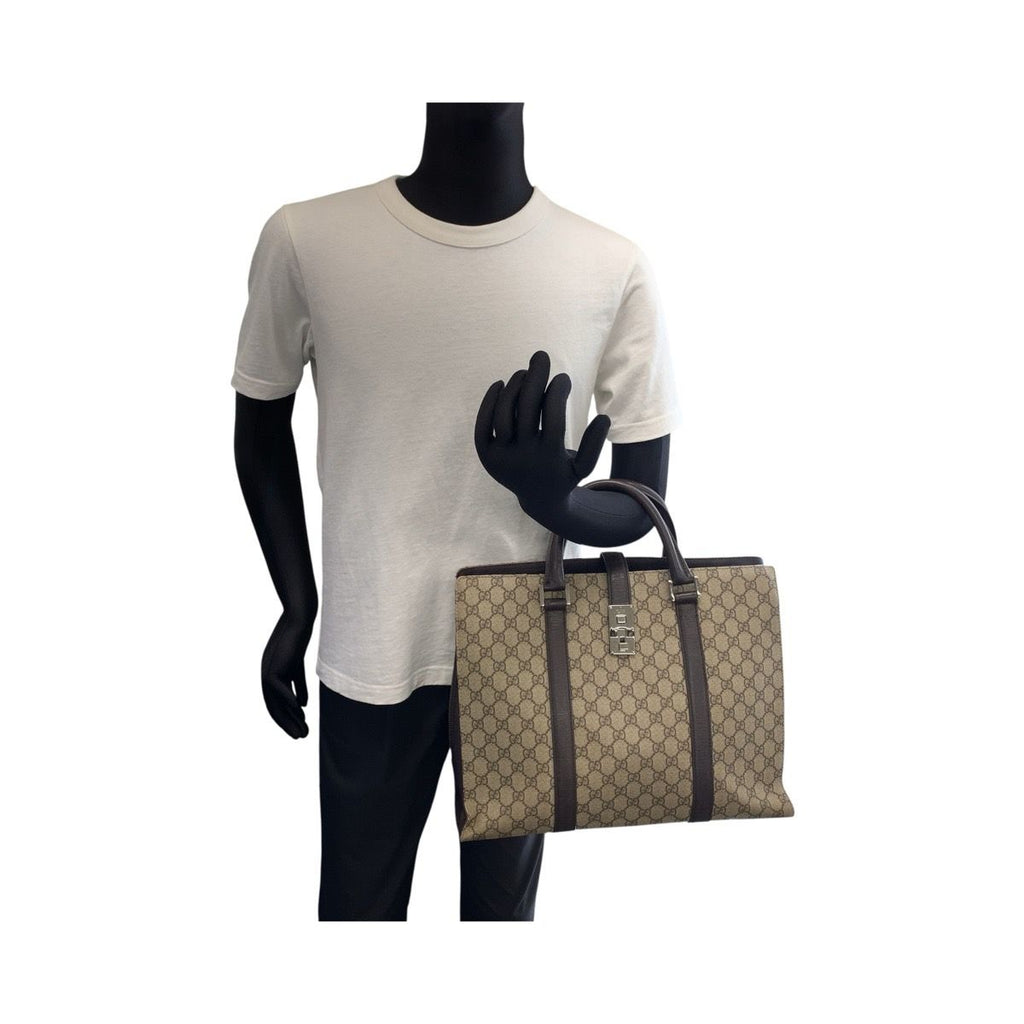 Gucci GG Supreme Canvas Leather Business Bag Handbag — view 7