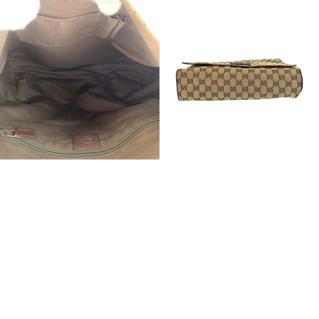 Gucci Beige Brown Silver GG Canvas Leather Shoulder Bag — view 9