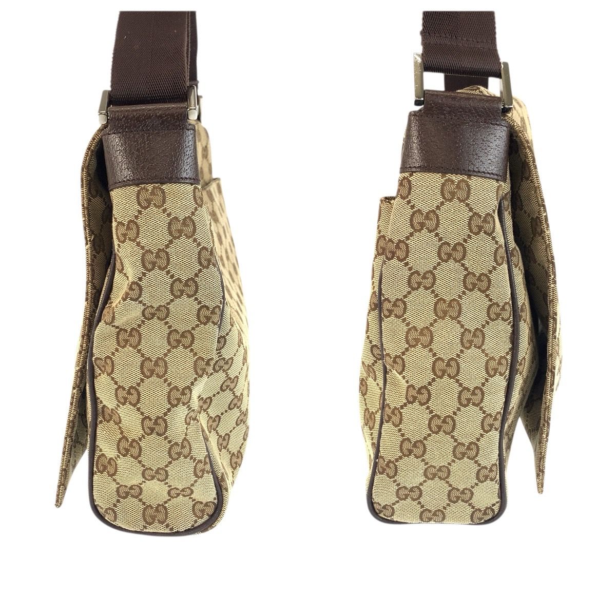Gucci Beige Brown Silver GG Canvas Leather Shoulder Bag — view 8