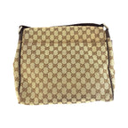 Gucci Beige Brown Silver GG Canvas Leather Shoulder Bag — view 2