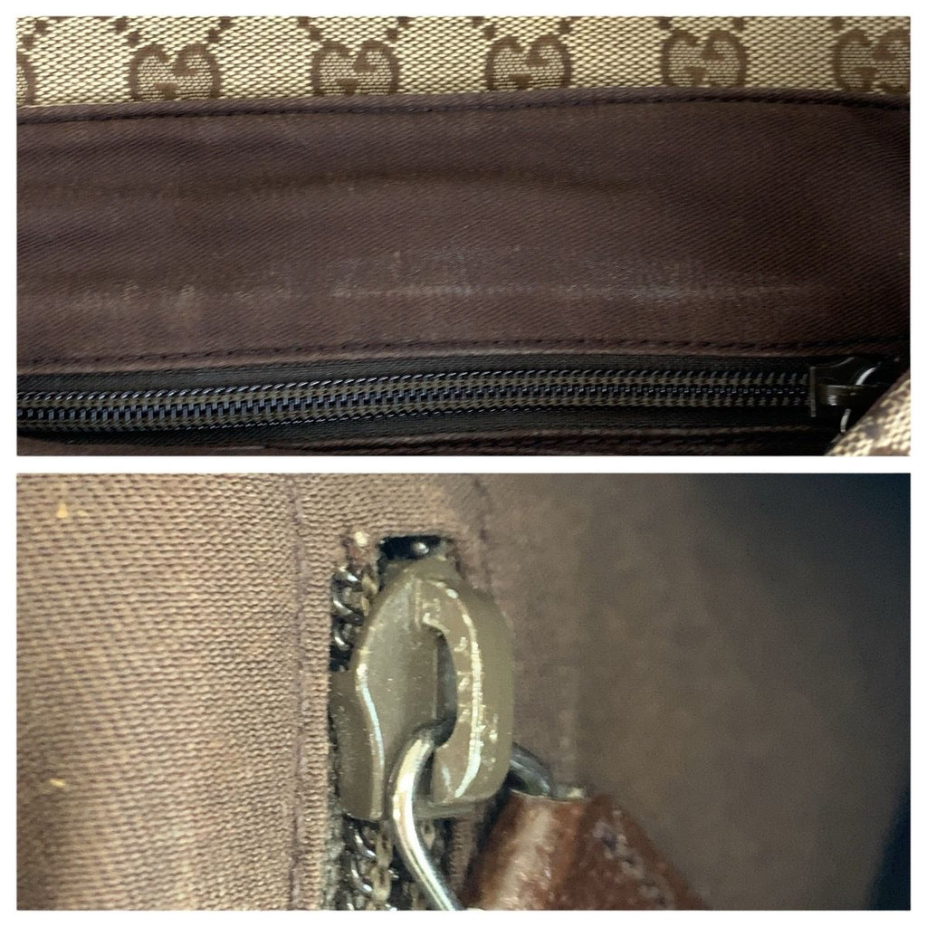 Gucci Beige Brown Silver GG Canvas Leather Shoulder Bag — view 6