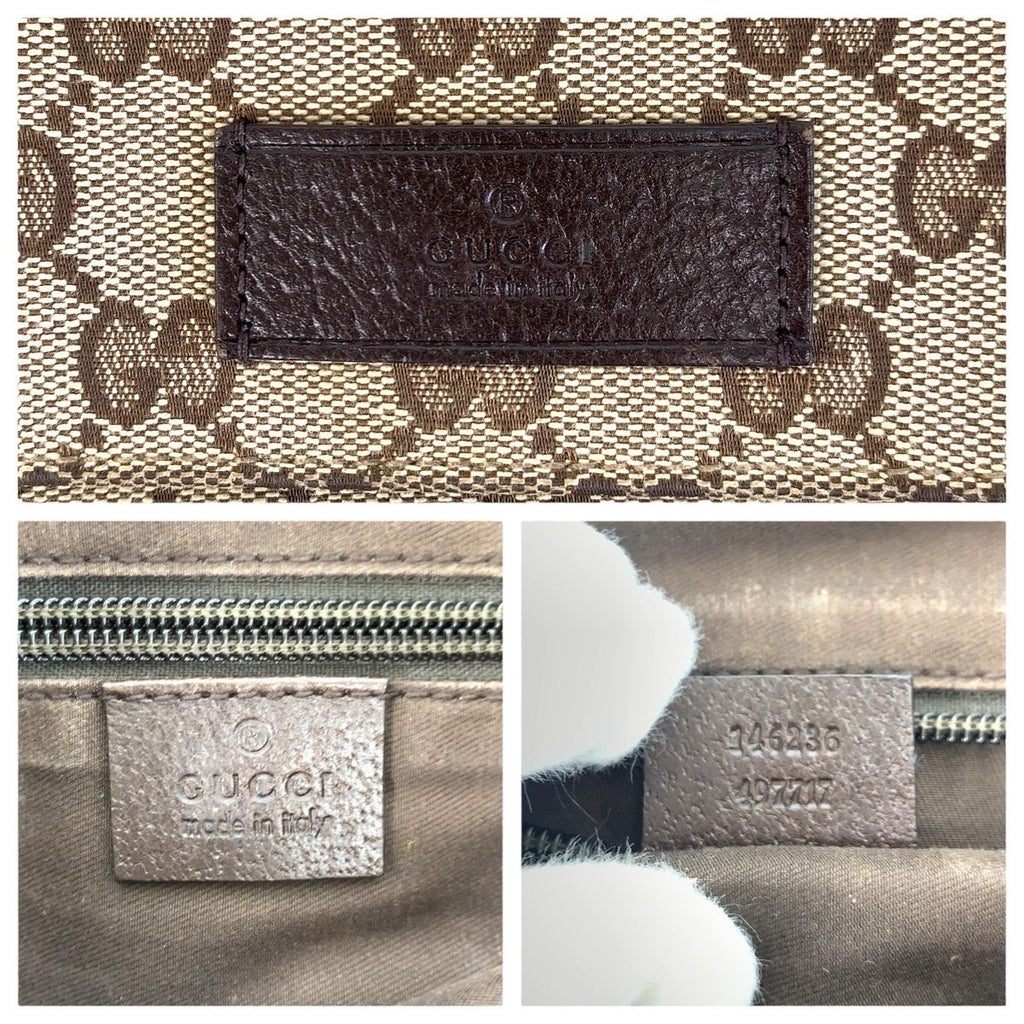 Gucci Beige Brown Silver GG Canvas Leather Shoulder Bag — view 4