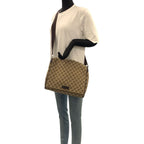 Gucci Beige Brown Silver GG Canvas Leather Shoulder Bag — view 7
