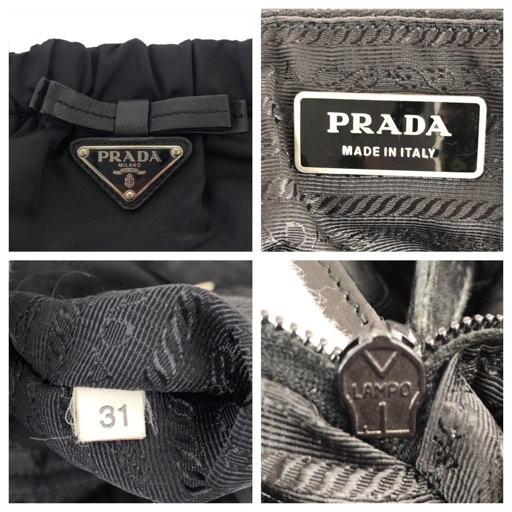 Prada Tessuto Black Nylon Leather Tote — view 4