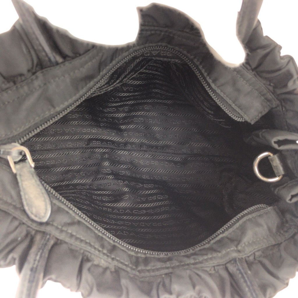 Prada Tessuto Black Nylon Leather Tote — view 8
