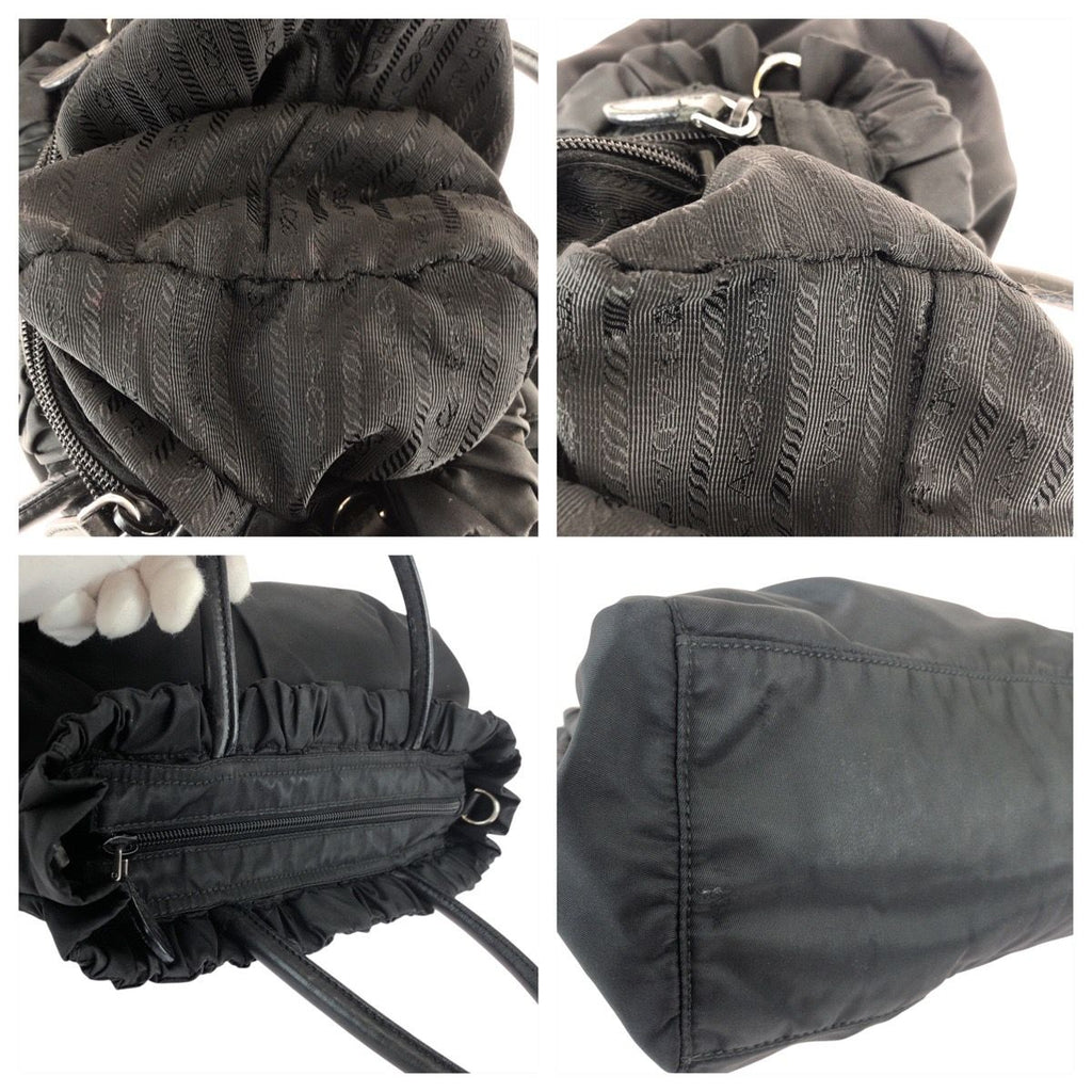 Prada Tessuto Black Nylon Leather Tote — view 5