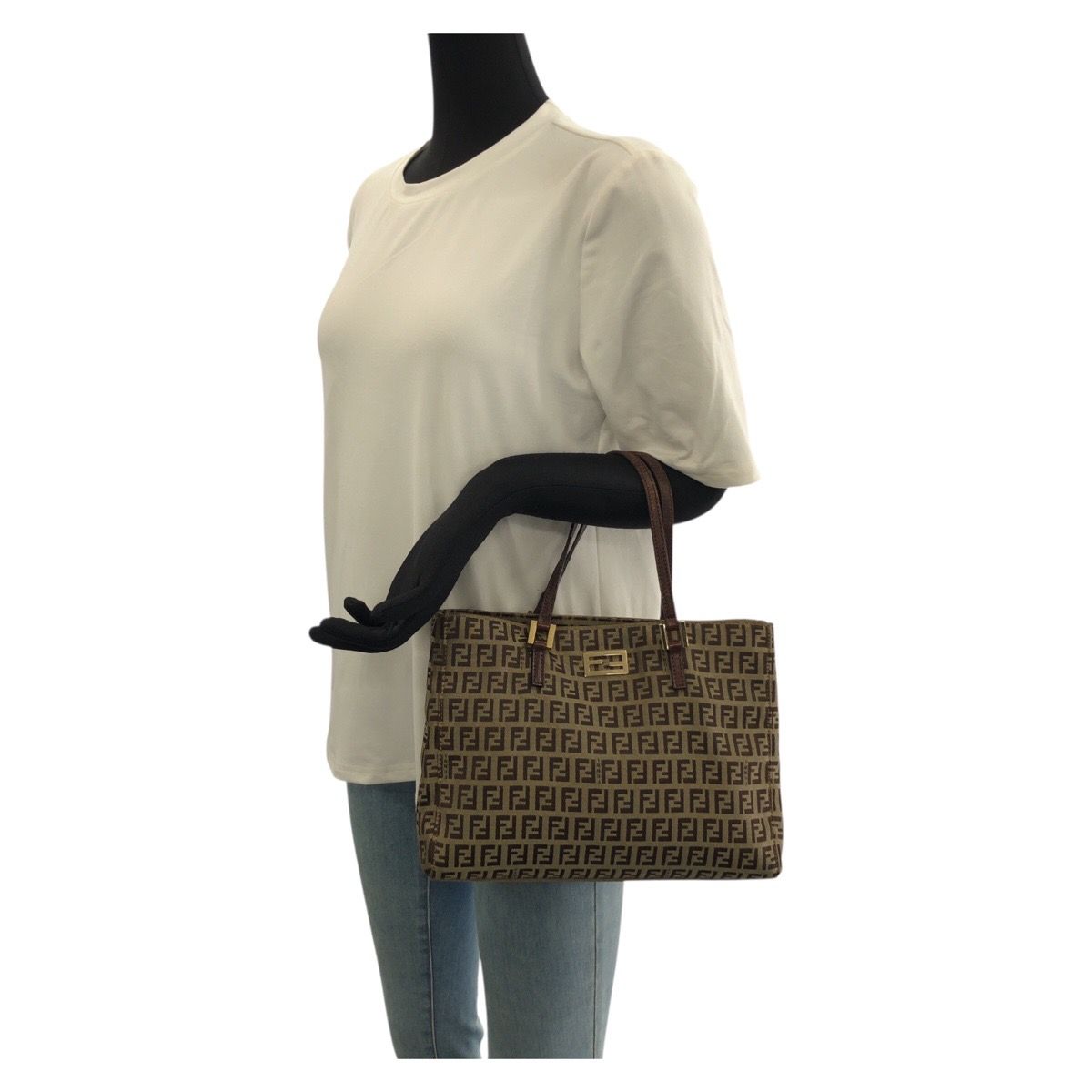 Fendi Vintage Zucchino Beige Brown Canvas Leather Mini Tote — view 6