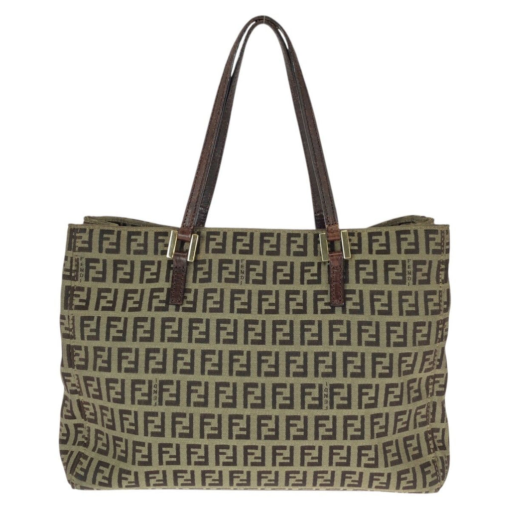 Fendi Vintage Zucchino Beige Brown Canvas Leather Mini Tote — view 2