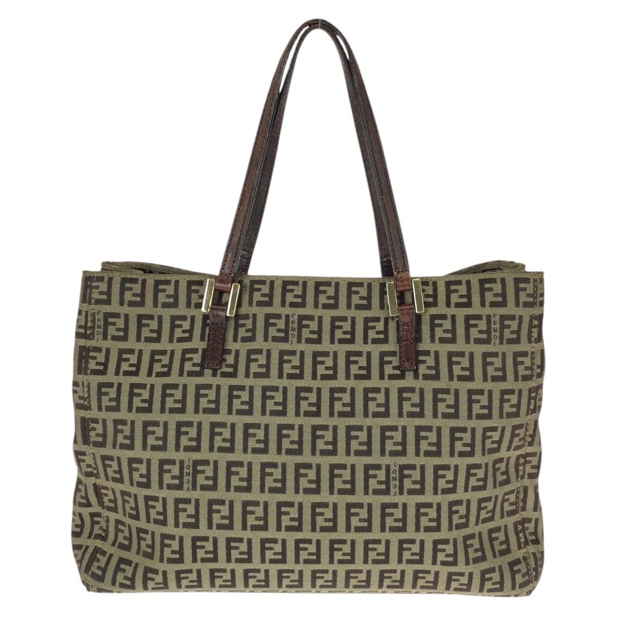 Fendi Vintage Zucchino Beige Brown Canvas Leather Mini Tote — view 2
