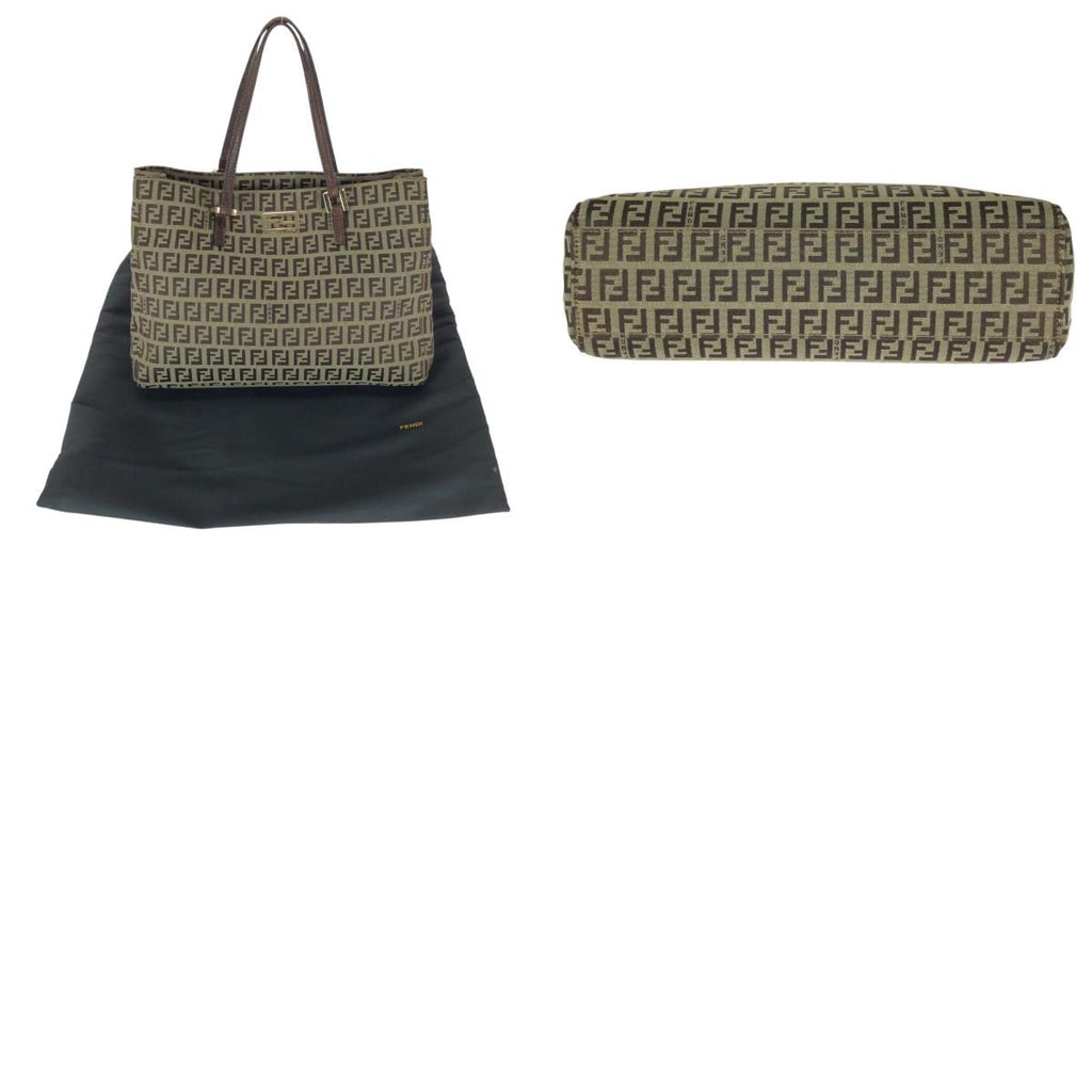Fendi Vintage Zucchino Beige Brown Canvas Leather Mini Tote — view 9