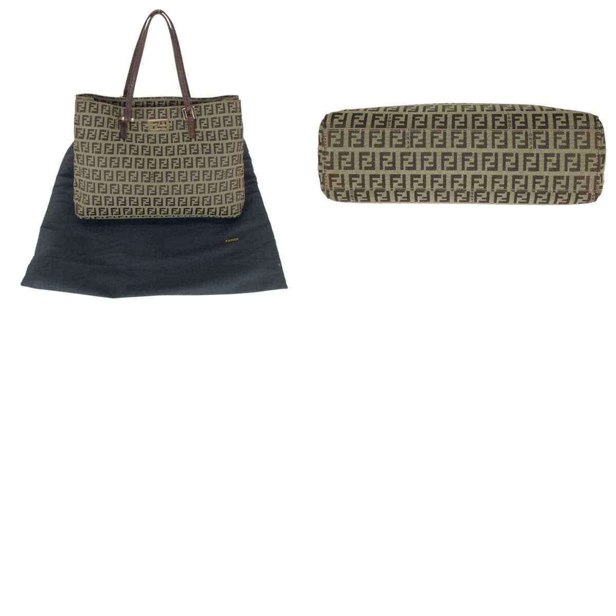 Fendi Vintage Zucchino Beige Brown Canvas Leather Mini Tote — view 9