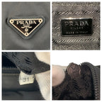 Prada Tessuto Black Silver Nylon Leather Handbag — view 3