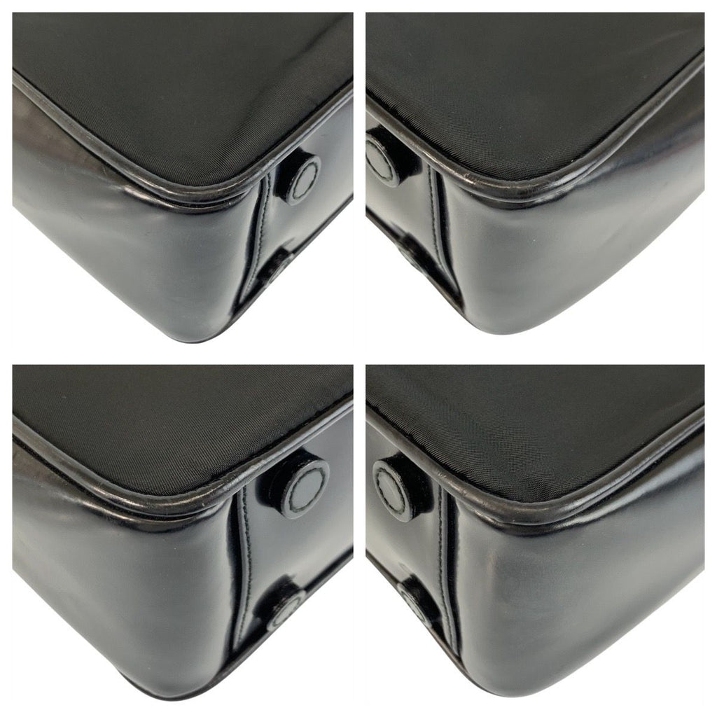 Prada Tessuto Black Silver Nylon Leather Handbag — view 4