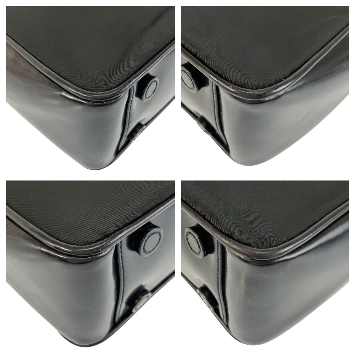 Prada Tessuto Black Silver Nylon Leather Handbag — view 4