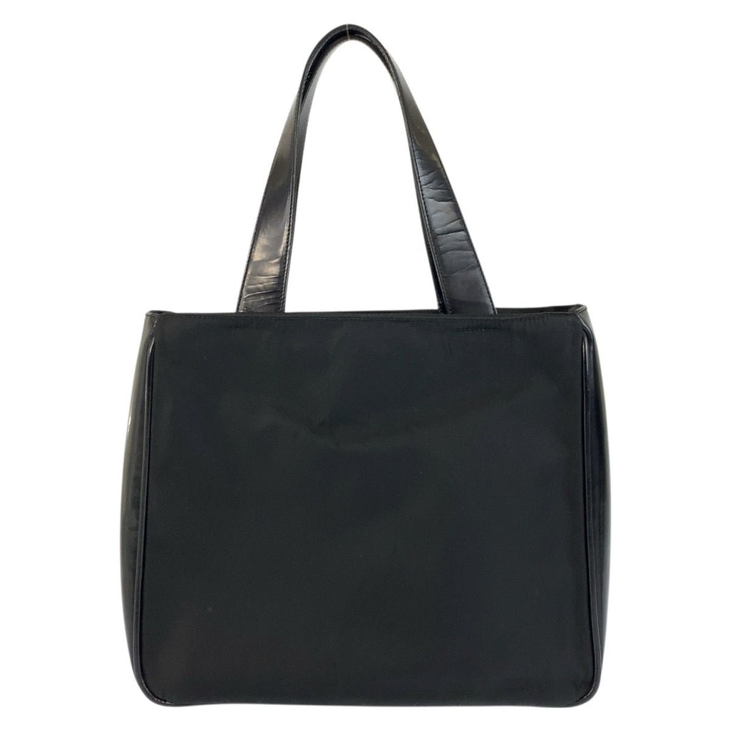 Prada Tessuto Black Silver Nylon Leather Handbag — view 2