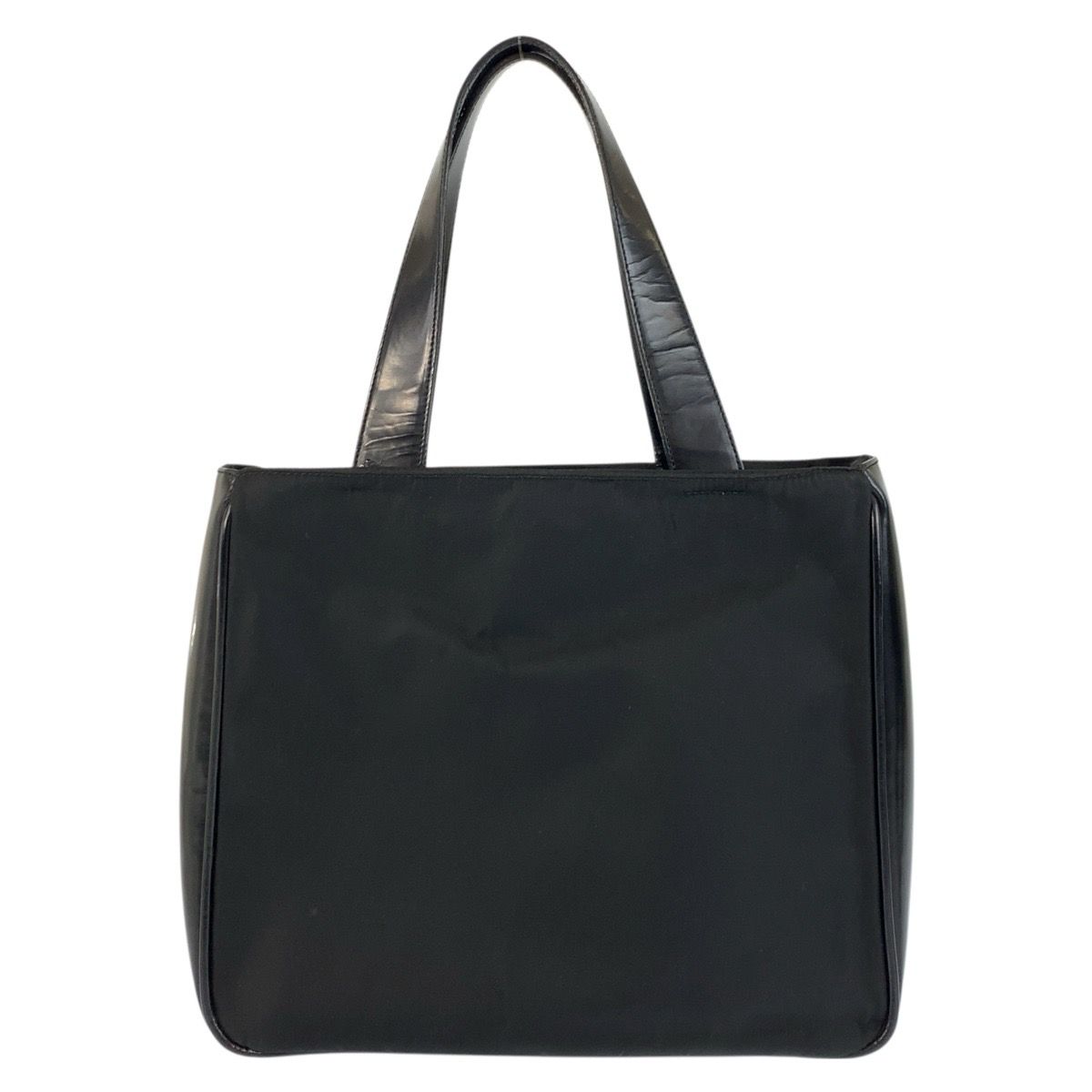 Prada Tessuto Black Silver Nylon Leather Handbag — view 2