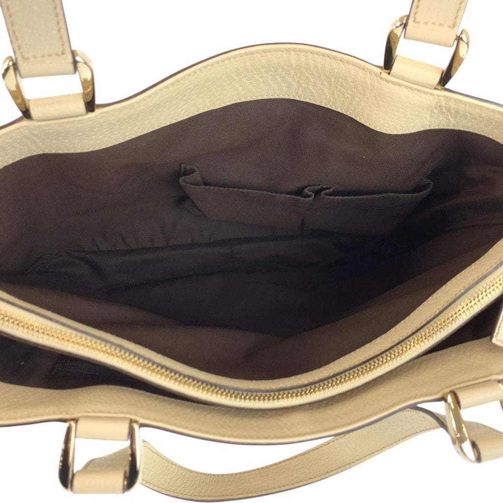 Gucci Beige Gold GG Canvas Leather Tote — view 8
