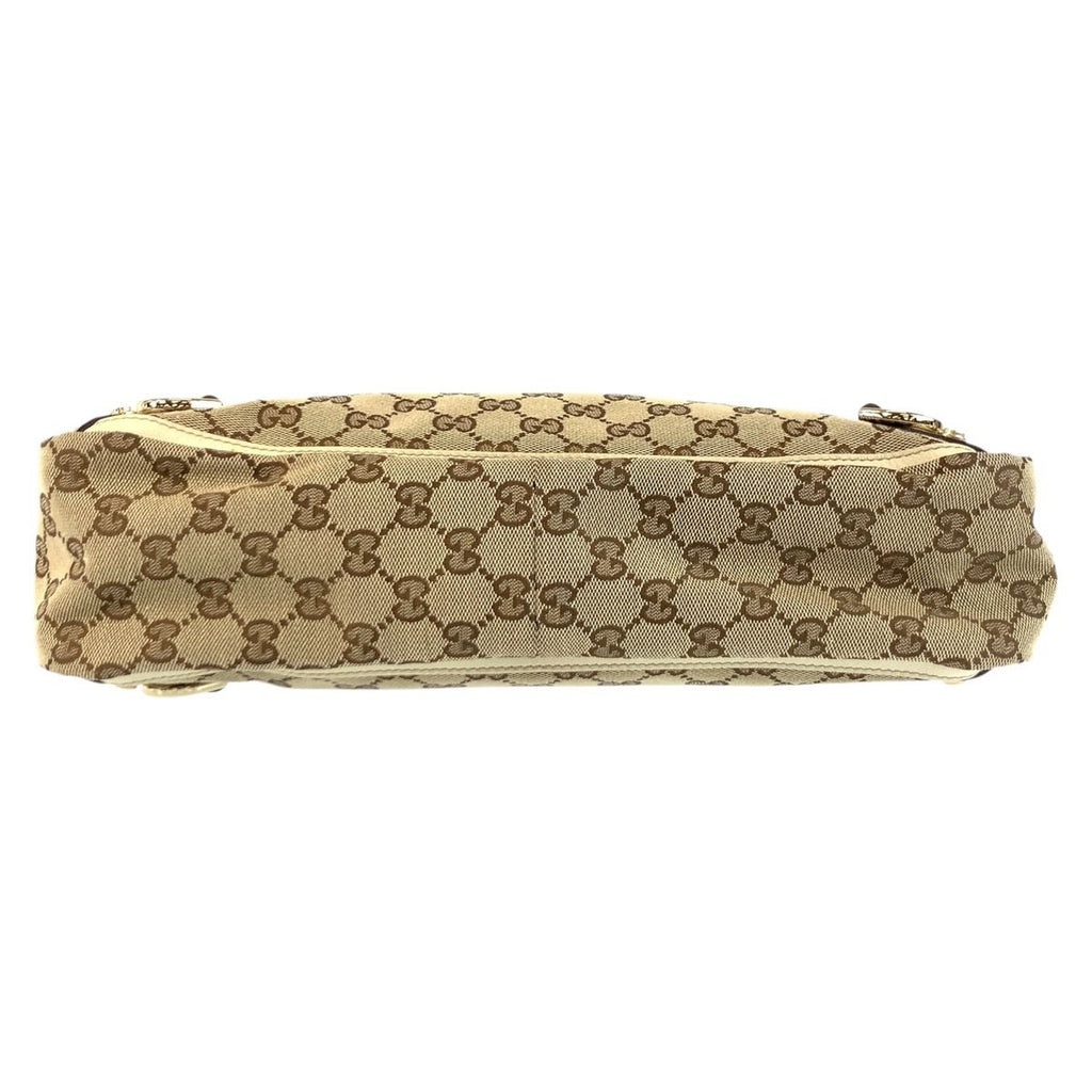 Gucci Beige Gold GG Canvas Leather Tote — view 9