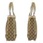 Gucci Beige Gold GG Canvas Leather Tote — view 7