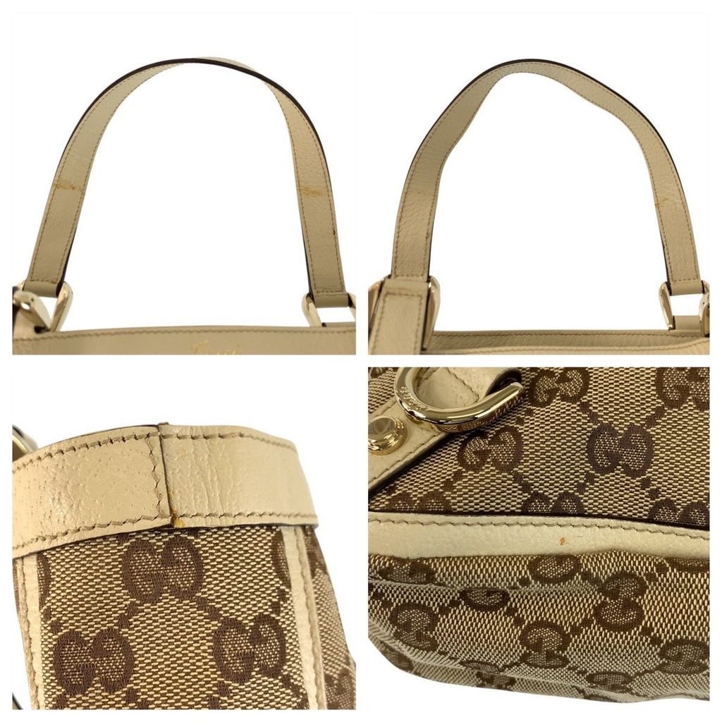 Gucci Beige Gold GG Canvas Leather Tote — view 5