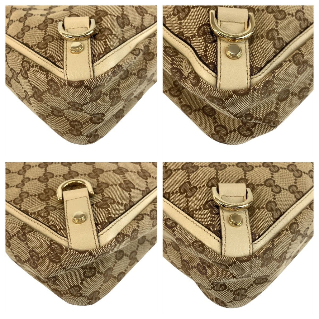Gucci Beige Gold GG Canvas Leather Tote — view 4