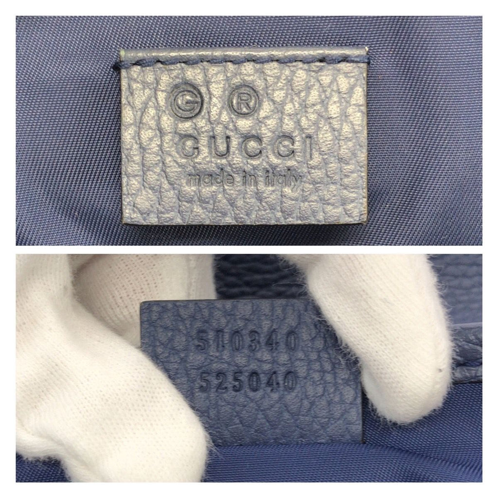 Gucci Beige Blue Silver GG Canvas Leather Shoulder Bag — view 4