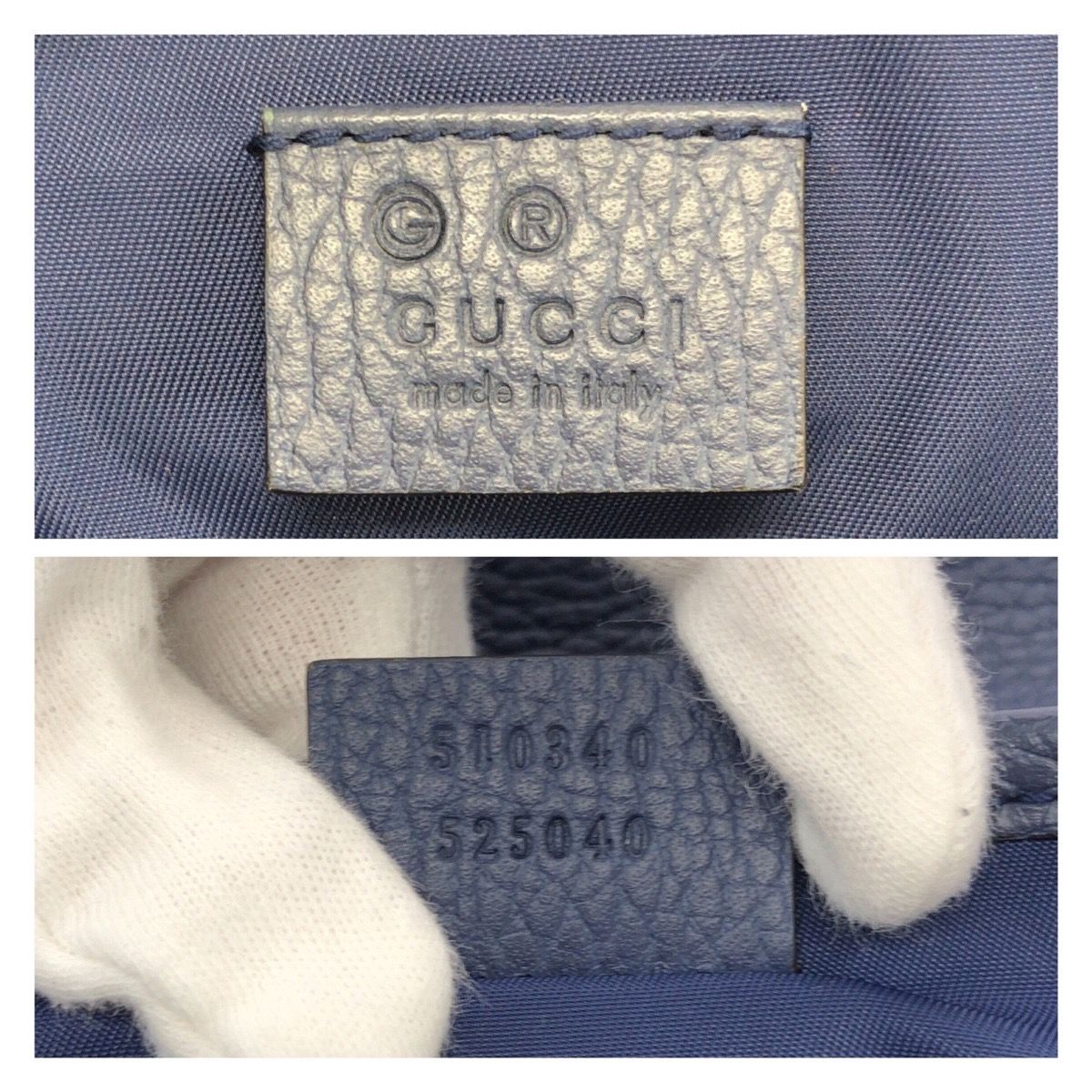 Gucci Beige Blue Silver GG Canvas Leather Shoulder Bag — view 4