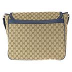 Gucci Beige Blue Silver GG Canvas Leather Shoulder Bag — view 2