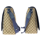 Gucci Beige Blue Silver GG Canvas Leather Shoulder Bag — view 7