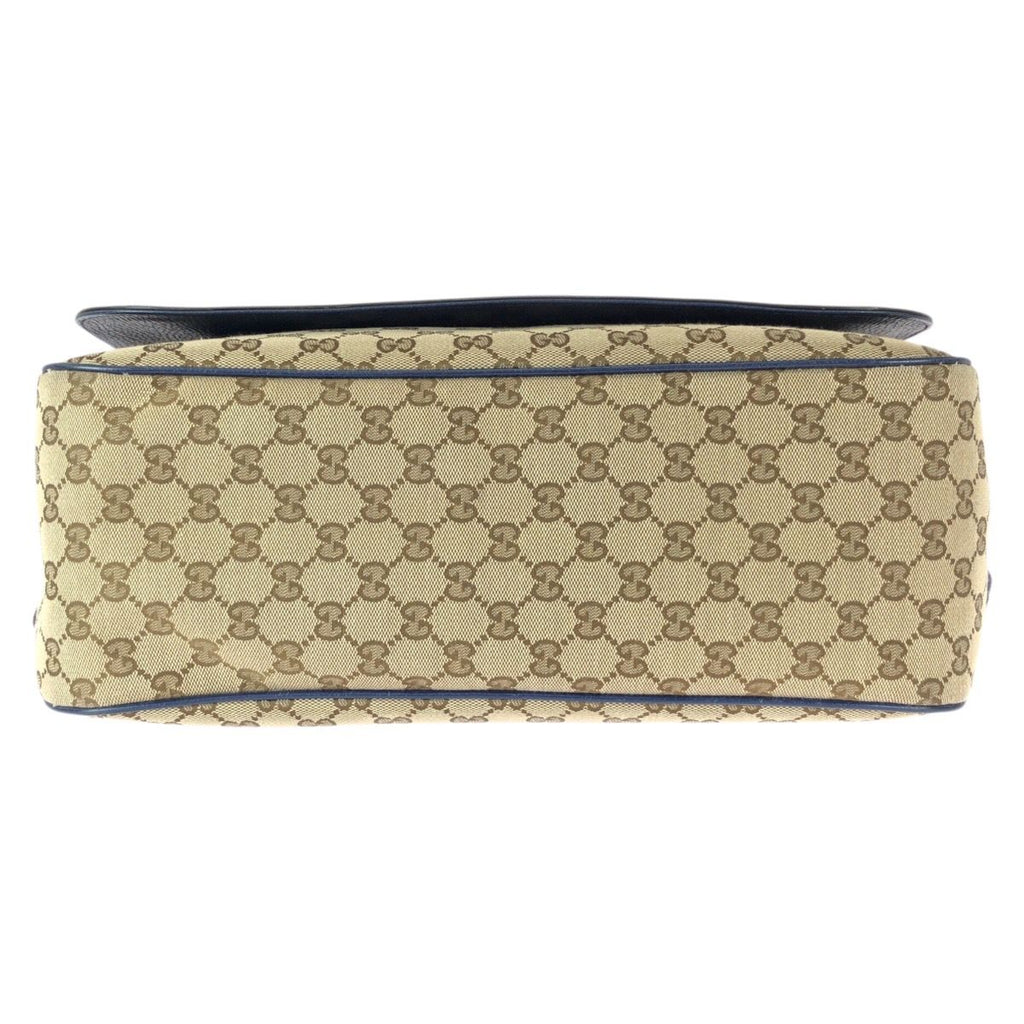 Gucci Beige Blue Silver GG Canvas Leather Shoulder Bag — view 9