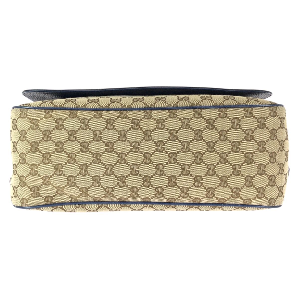 Gucci Beige Blue Silver GG Canvas Leather Shoulder Bag — view 9