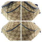 Gucci Beige Blue Silver GG Canvas Leather Shoulder Bag — view 3