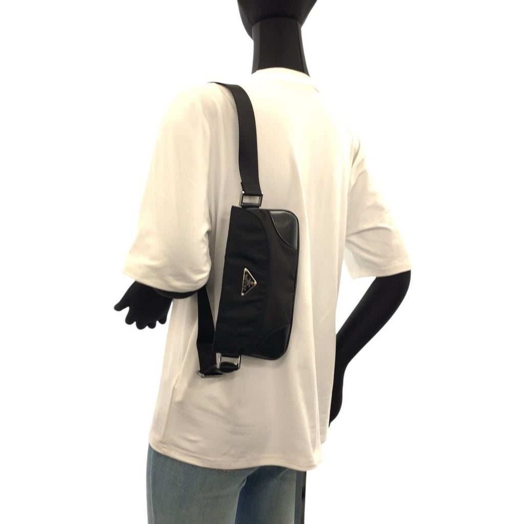 Prada Tessuto Black Nylon Leather Belt Bag — view 6