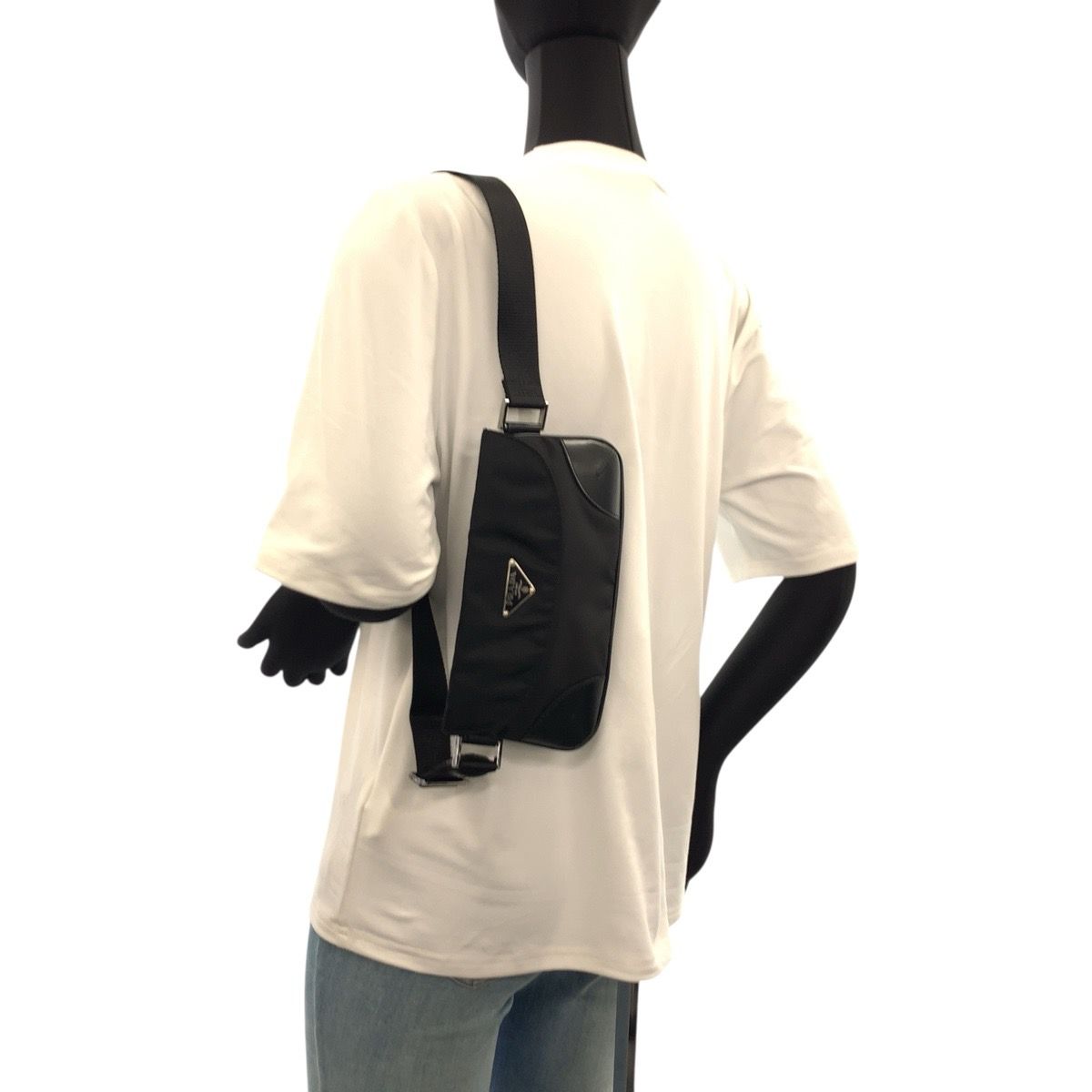 Prada Tessuto Black Nylon Leather Belt Bag — view 6