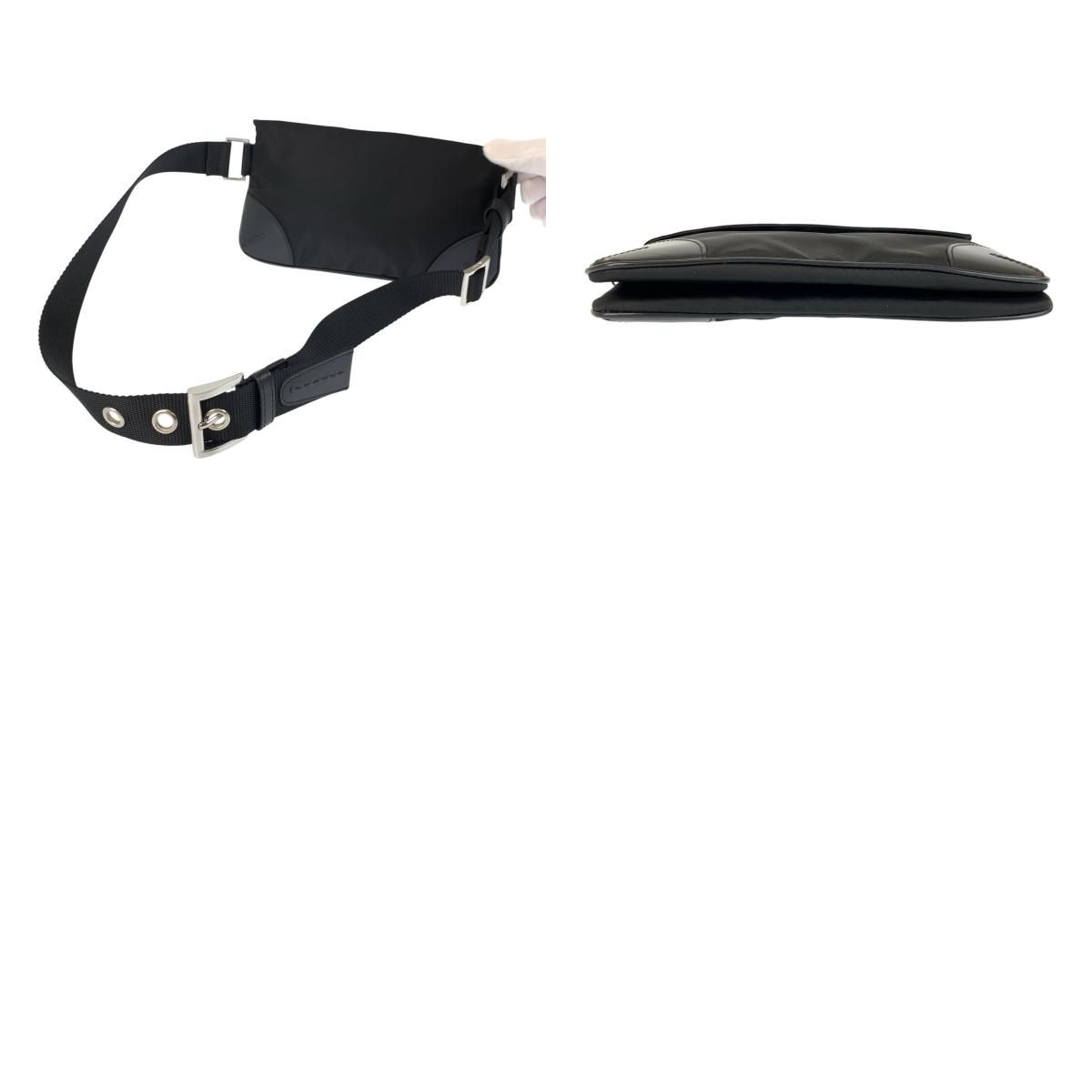 Prada Tessuto Black Nylon Leather Belt Bag — view 9
