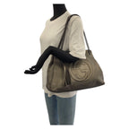 Gucci Soho Tassel Gray Gunmetal Leather Chain Shoulder Bag Tote — view 7