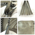Gucci Soho Tassel Gray Gunmetal Leather Chain Shoulder Bag Tote — view 5