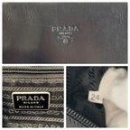 Prada Tessuto Black Silver Leather Nylon Tote — view 3