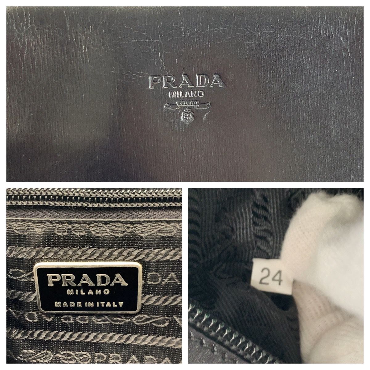 Prada Tessuto Black Silver Leather Nylon Tote — view 3