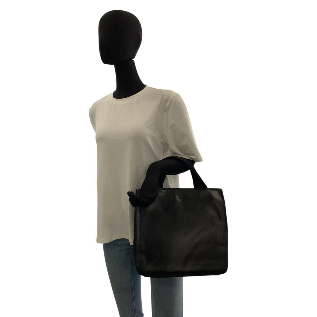 Prada Tessuto Black Silver Leather Nylon Tote — view 6