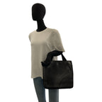 Prada Tessuto Black Silver Leather Nylon Tote — view 6