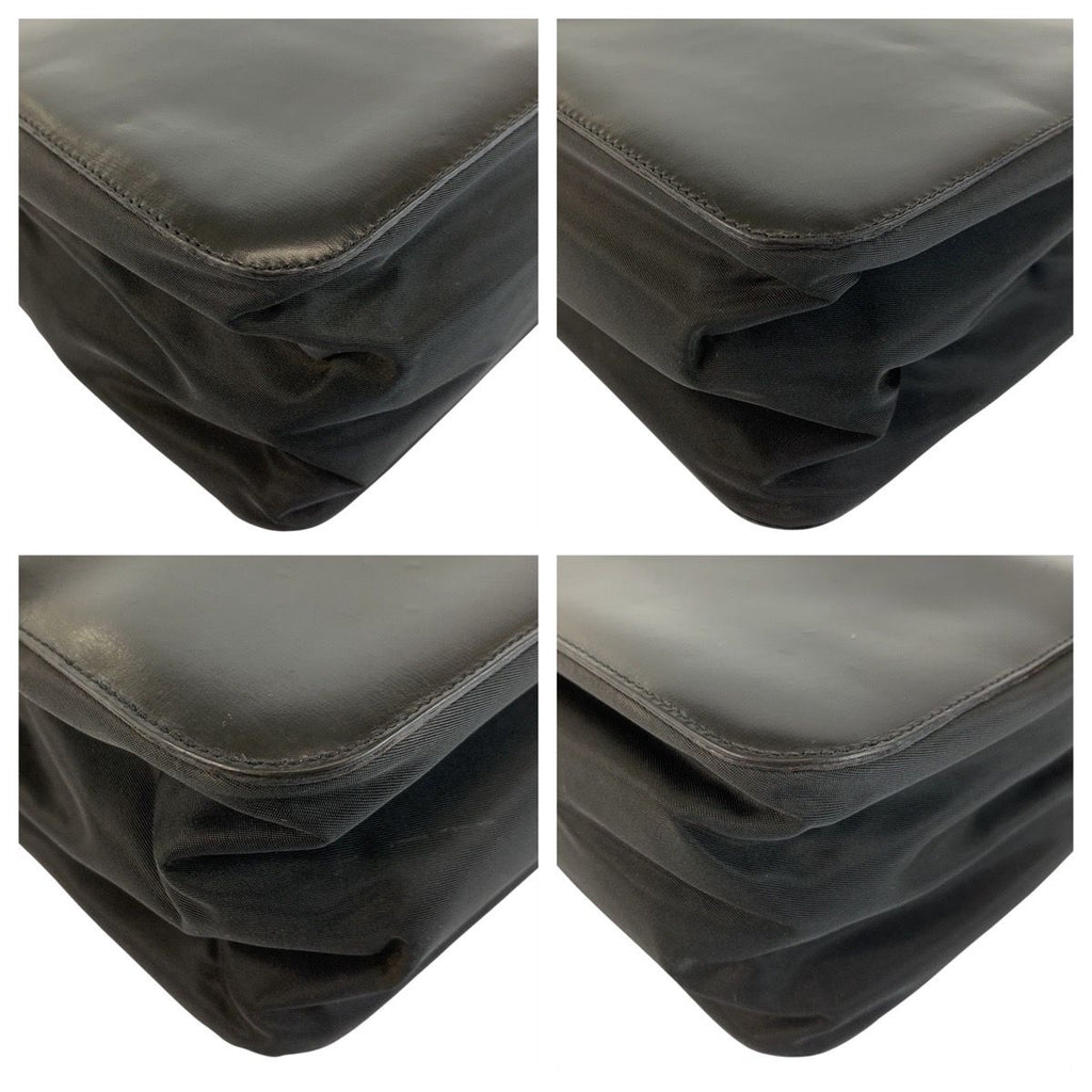 Prada Tessuto Black Silver Leather Nylon Tote — view 4